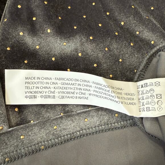 NWT Smash! Okaina Grey Velvet Wrap‎ Dress Gold Dots Velvetcore Women's Small - Picture 13 of 16